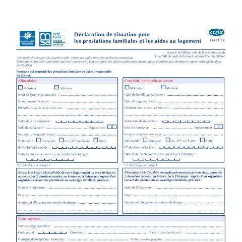 Aperçu du document Pourquoi déclarer sa situation familiale à la MSA ? — Famille (CERFA n°11423*07)