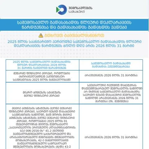 Document preview: საშემოსავლო გადასახადის წლიური დეკლარაციის წარდგენის მნიშვნელობა — ბაჟები და გადასახადები