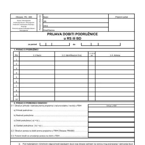 Document preview: Kako pravilno popuniti obrazac PE-806 za prijavu dobiti — Porezi i fiskalnost (CERFA n°PE-806)