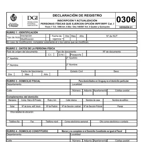 Vista previa del documento Inscripción y Actualización con el Formulario 0306 para IRNR/IRPF — Impuestos (CERFA n°0306)