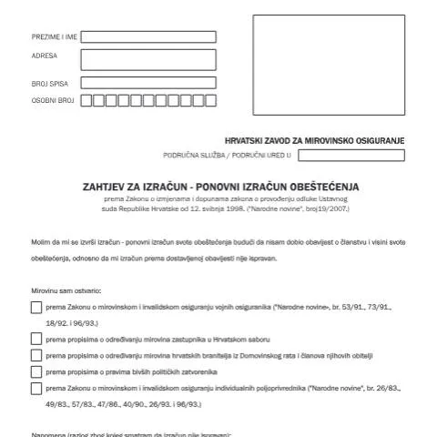 Document preview: Zahtjev za izračun svote obeštećenja nasljednici — Porezi i fiskalnost (CERFA n°Zahtjev_za_izracun_svote_obestecenja_nas)