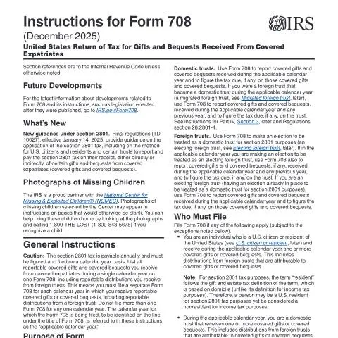 Document preview: Understanding IRS Instructions for Form 708: Key Insights — Taxes (CERFA n°INST-708)