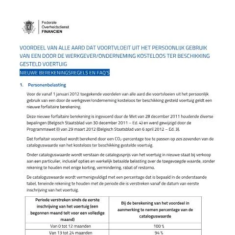 Aperçu du document Comprendre le formulaire 121-faq-bedrijfswagens-2026 en Belgique — Démarches administratives (CERFA n°121-faq-bedrijfswagens-2026)