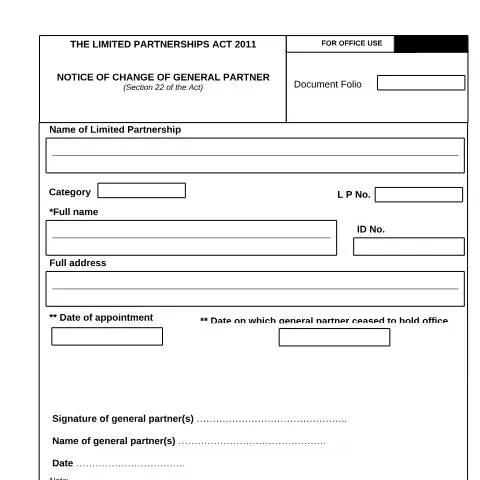 Document preview: Understanding the Notice of Change of General Partner in Mauritius — Government & admin (NOTICE-OF-CHANGE-OF-GENERAL-PARTNER_LP)