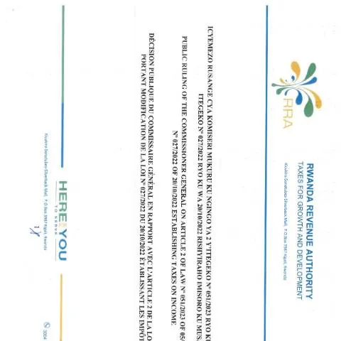 Document preview: Understanding the Public Ruling of the Commissioner General in Rwanda — Government & admin (CERFA n°PUBLIC_RULING_OF_COMMISSIONER_GENERAL)