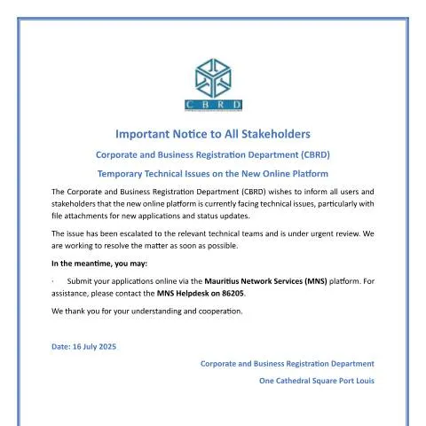 Document preview: Notice on Temporary Technical Difficulties Affecting Online Platform — Government & admin (IMPORTANT-COMMUNIQUE-Temporary-Technical-Issues-on-the-New-Online-Platform)
