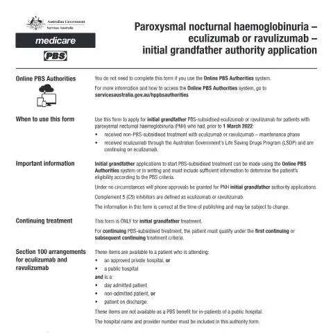 Document preview: Guide to the Initial Grandfather Authority Application for PNH — Health (CERFA n°PB329)