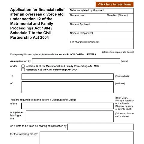 Document preview: How to Apply for Financial Relief After Overseas Divorce or Civil — Legal & justice