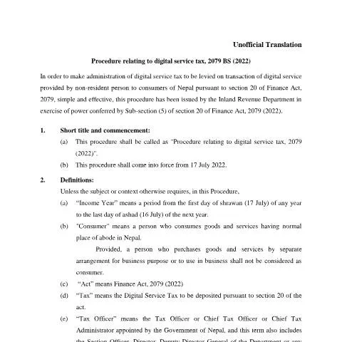 Document preview: नेपालको डिजिटल सेवा कर प्रक्रिया र यसको प्रभाव — कर र कराधान (CERFA n°1935769683 1jtipnh)