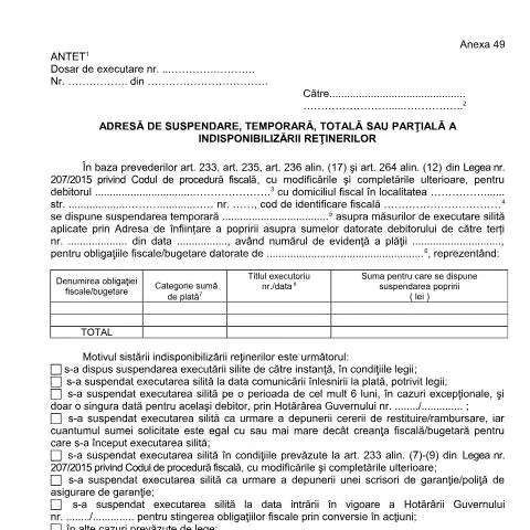 Document preview: Suspendarea reținerilor: Importanța OPANAF 63/2017 — Impozite & fiscalitate (CERFA n°A49_OPANAF_63_2017)