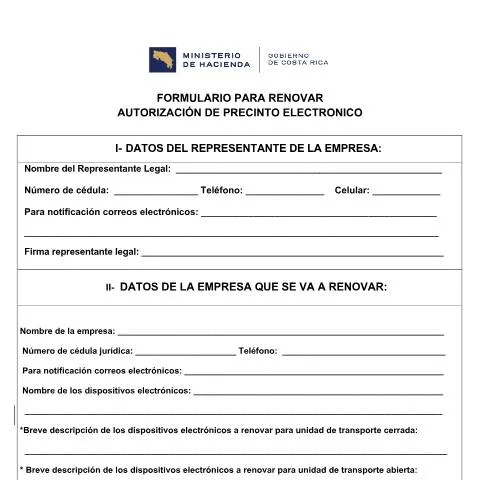 Vista previa del documento Guía para Renovar el Precinto Electrónico en Costa Rica — Trámites administrativos (CERFA n°Formulario-RENOVAR-PRECINTO-ELECTRONICO)