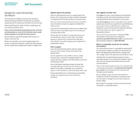 Document preview: Understanding the SA356 Penalty for Late Returns — Taxes