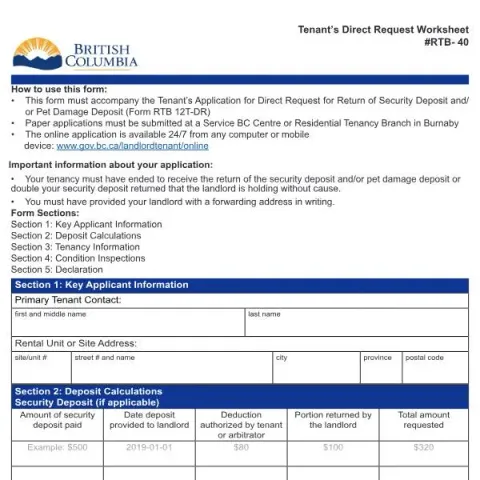 Document preview: Understanding the Tenant’s Direct Request Worksheet (Form RTB-40) — Housing (RTB-40)