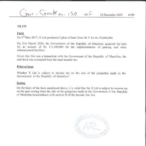 Document preview: Understanding the TR 279 Form in Mauritius — Government & admin (TR279)
