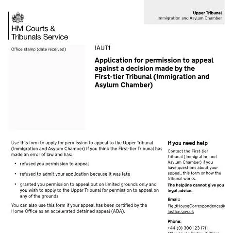 Document preview: Guide to Applying for Permission to Appeal in UK Immigration Cases — Legal & justice