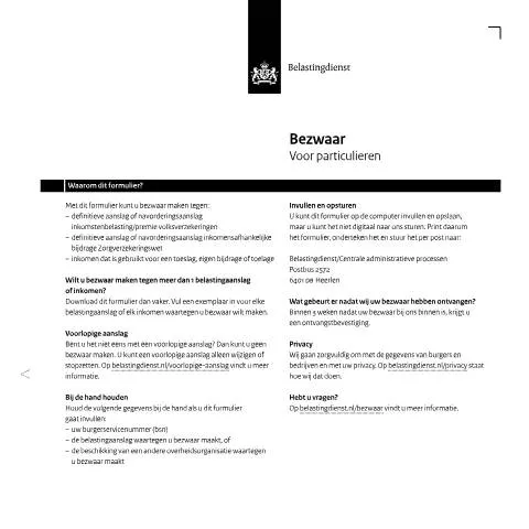 Documentvoorvertoning: Indienen van bezwaar tegen belastingaanslag — Belastingen (CERFA n°dv1601z5fol)