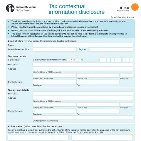 Document preview: Understanding the IR520 Form for Tax Disclosure — Taxes (CERFA n°IR520)