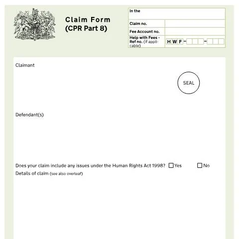Document preview: CPR Part 8 Claims: Using Form N208 for Judicial Determination — Legal & justice
