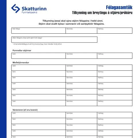 Document preview: Breytingar á stjórn og prókúru - Skildu tilkynningu til Fyrirtækjaskrá — Stjórnsýsla (CERFA n°RSK 17.30)