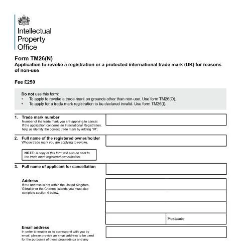 Document preview: How to Revoke UK Trade Marks for Non-Use: TM26(N) Applications — Legal & justice