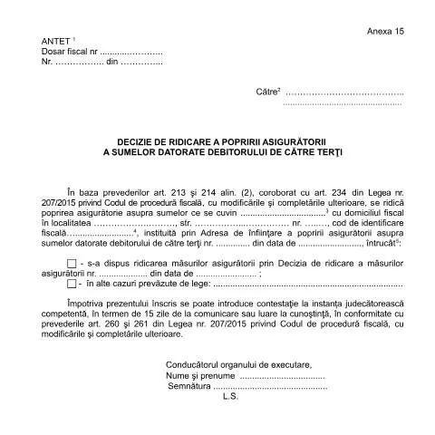 Document preview: Importanța Deciziei OPANAF 63/2017 în Executarea Silită — Impozite & fiscalitate (CERFA n°A15_OPANAF_63_2017)