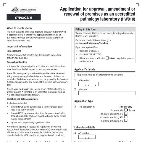 Document preview: Understanding the HW010 Form for Pathology Labs — Health (CERFA n°HW010)