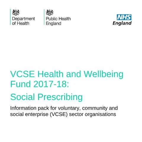 Document preview: Unlock Community Health with the VCSE Fund 2017-2018 — Health