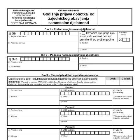 Document preview: Obrazac GPZ-1052: Važnost i obaveze — Porezi i fiskalnost (CERFA n°GPZ-1052)