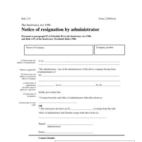 Document preview: Understanding Form 2.30B for Administrator Resignation — Government & admin