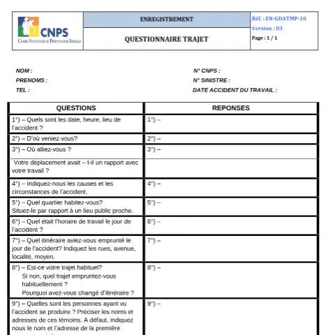 Aperçu du document Comprendre le Questionnaire Trajet de la CNPS en Côte d'Ivoire — Démarches administratives