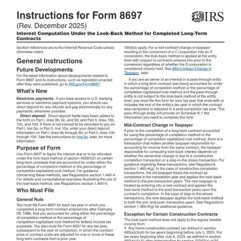 Document preview: Comprehensive Overview of IRS Form 8697 Instructions — Taxes (CERFA n°INST-8697)