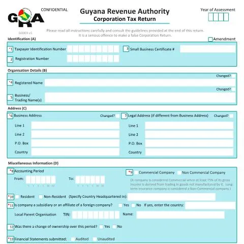 Document preview: Overview of G0003 CIT v1: Guyana Revenue Authority Corporation Tax — Taxes