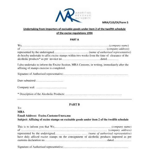 Document preview: Understanding the Undertaking for Excisable Goods Importers — Government & admin (Importersofexcisablegoods)