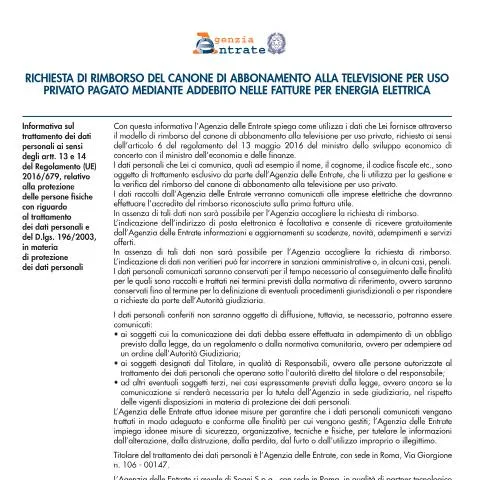 Anteprima documento Come richiedere il rimborso del canone tv — Tasse e fisco