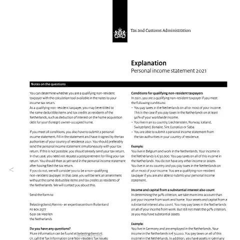 Documentvoorvertoning: Belang van de Inkomensverklaring 2021 voor Buitenlandse — Belastingen (CERFA n°ib0591t11pleng)