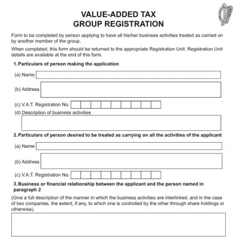 Document preview: How to Register for VAT Group Status in Ireland — Taxes (VAT 53)
