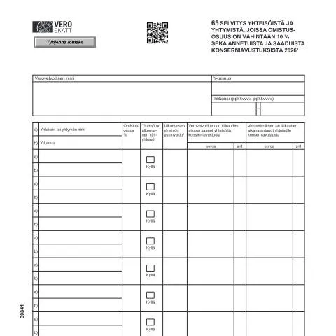 Document preview: Omistusosuudet ja konserniavustukset Suomessa — Verot & verotus (CERFA n°Vero 3084)