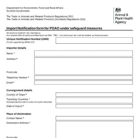 Document preview: Understanding the IV70 Form for Importing Animal Products — Customs & trade