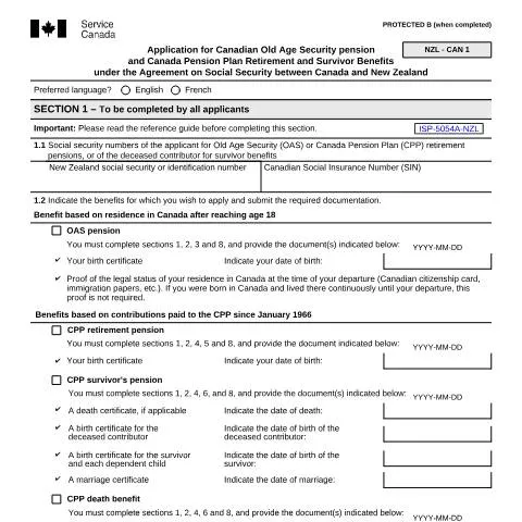 Document preview: Navigating the ISP5054-NZL for Canadian Benefits — Retirement & pension (CERFA n°ISP5054-NZL)