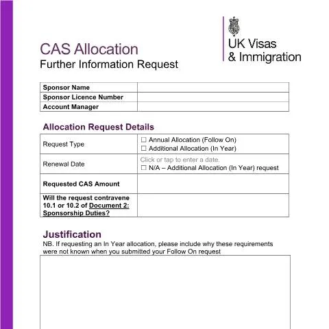 Document preview: How to Request Additional CAS Allocations: Complete Institution Guide — Immigration & visas