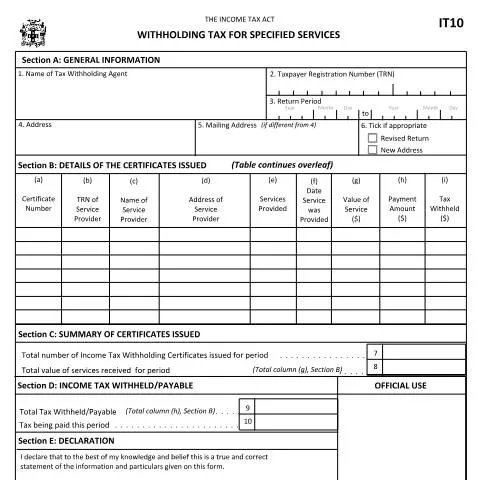 Document preview: Jamaica Income Tax Withholding Return Overview — Taxes (CERFA n°income+tax+withholding+return+final+aug+25+2015)
