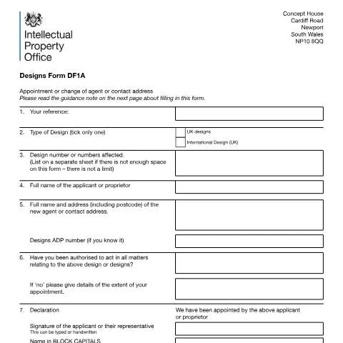 Document preview: Guide to Changing or Appointing a UK Design Agent — Government & admin