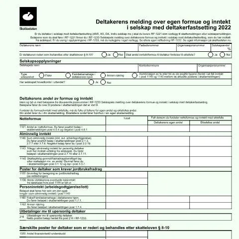 Document preview: Forståelse av RF-1221 for Deltakere i Partnerskap — Skatt & avgifter (CERFA n°RF-1221)