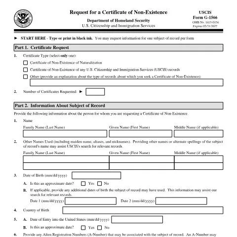 Document preview: Navigating USCIS Form G-1566 for Citizenship Verification — Immigration & visas (CERFA n°G-1566)