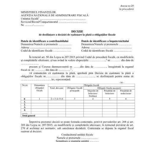Document preview: Desființarea Eșalonării la Plată: OPANAF 1767/2021 — Impozite & fiscalitate (CERFA n°A20_OPANAF_1767_2021)