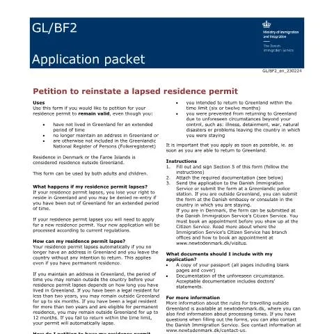 Document preview: Sådan genindfører du din opholdstilladelse i Danmark — Immigration & visa