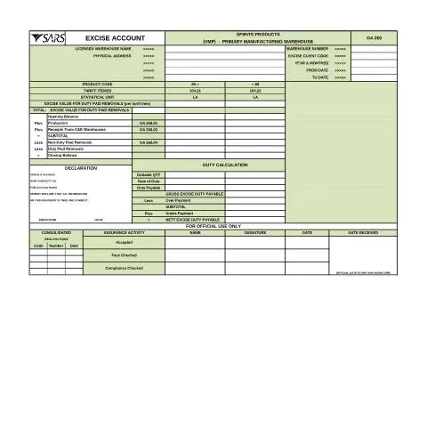Document preview: Understanding the DA 260C2 Spirits VMP External Form — Government & admin (CERFA n°DA 260C2)