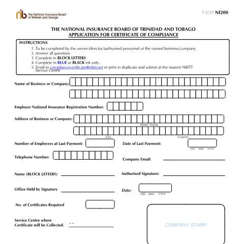 Document preview: Understanding the NI200 Application for Compliance in Trinidad and — Government & admin (CERFA n°NI200-Application for Compliance)