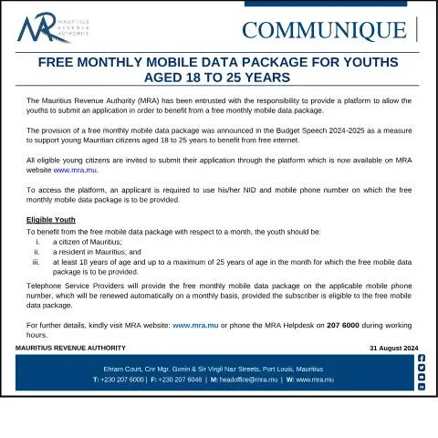 Document preview: Unlock Free Mobile Data for Young Mauritians Aged 18-25 — Government & admin (FreeDataPackage310824)