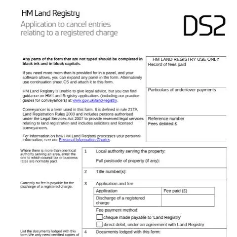Document preview: How to Use DS2 Form to Remove Mortgage Charges from Property Title — Government & admin
